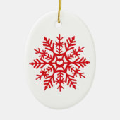 Snowflake Rote Skandinavische Weihnachtsbaumkunst Keramik Ornament (Vorne)
