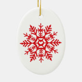 Snowflake Rote Skandinavische Weihnachtsbaumkunst Keramik Ornament (Hinten)