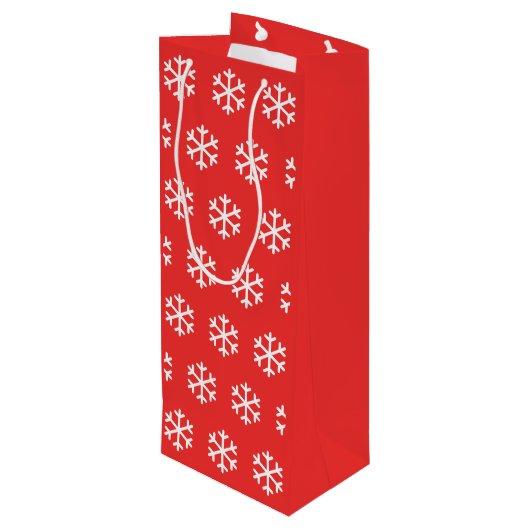 Snowflake Roter Weihnachtswein Geschenktasche Geschenktüte Für Weinflaschen (Rückseite Schrägansicht)