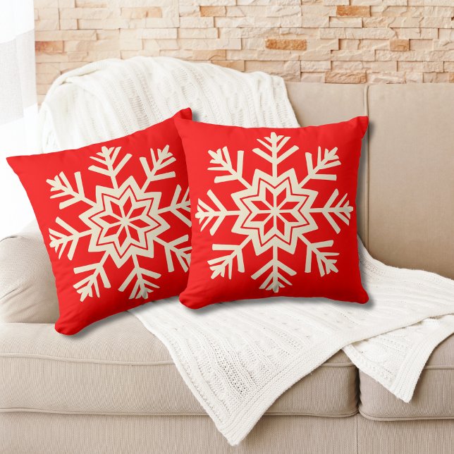 Snowflake Rotes Weihnachten Kissen (Von Creator hochgeladen)