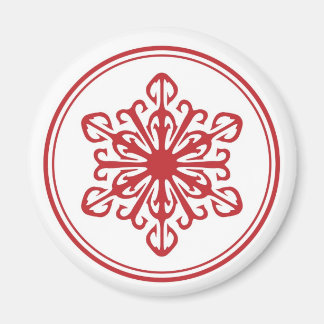 Snowflake Round Magnet - Rot