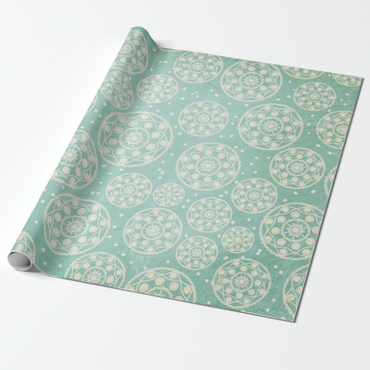 Snowflake Rounds auf blauem Wrapping Paper Geschenkpapier (Ungerollt)