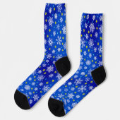 Snowflake Royal Blue Navy Moderner Chic elegant Socken (Linkes Detail)