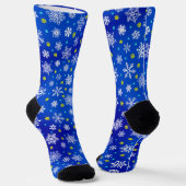 Snowflake Royal Blue Navy Moderner Chic elegant Socken (Gewinkelt)