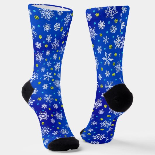 Snowflake Royal Blue Navy Moderner Chic elegant Socken (Gewinkelt)