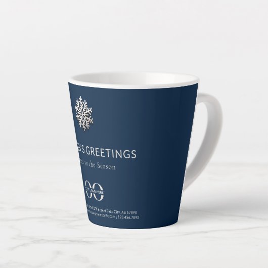 Snowflake Saison Grüße Latte Tasse mit Logo (Rechte Ecke)
