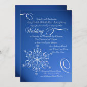 Snowflake Sapphire Blue Winter Wedding Einladung (Vorne/Hinten)