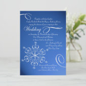 Snowflake Sapphire Blue Winter Wedding Einladung (Stehend Vorderseite)