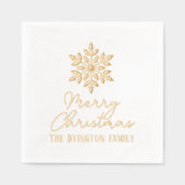 Snowflake Script Holiday Gruß Familienname Servietten Mit Folie (Vorderseite)