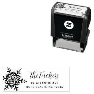 Snowflake Script Moderne Weihnachts-Rücksendeadres Permastempel