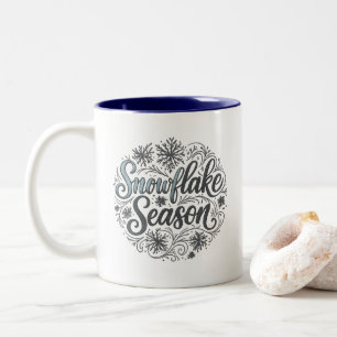 Snowflake Season Winterästhetische Kaffeepause Tas Zweifarbige Tasse