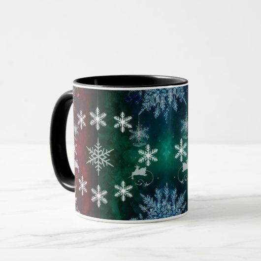 Snowflake Silhouettes Combo Christmas Mug Tasse (Vorderseite Links)