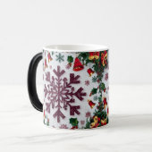 Snowflake Silhouettes Pattern Rustic Christmas Verwandlungstasse (Vorderseite Links)
