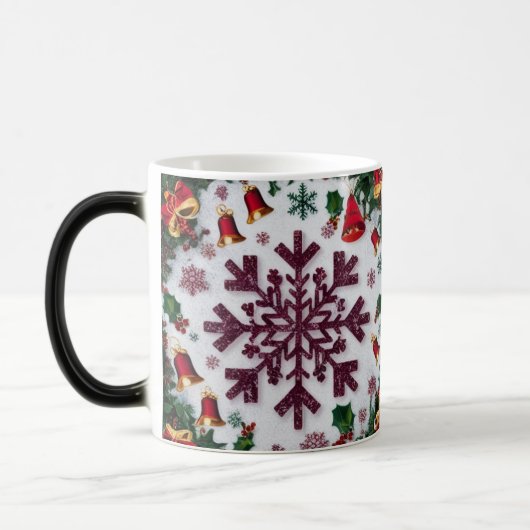 Snowflake Silhouettes Pattern Rustic Christmas Verwandlungstasse (Links)
