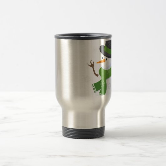 Snowflake Snow Winter Snowy Blizzard Snowman Reisebecher (Mittel)