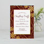 Snowflake Snowboard Rahmen Red Gold Weihnachtsfest Folieneinladung (Stehend vorne)