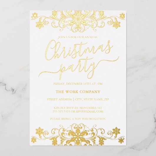 Snowflake Snowboard Weißes Weihnachtsfest im Unter Folieneinladung (Vorderseite)