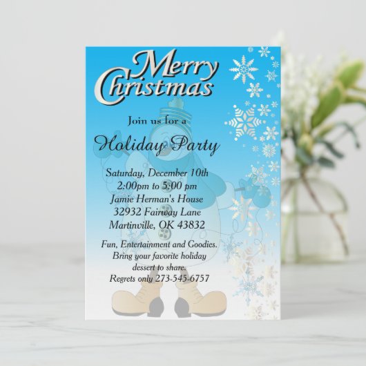 Snowflake Snowman Einladung (Stehend Vorderseite)