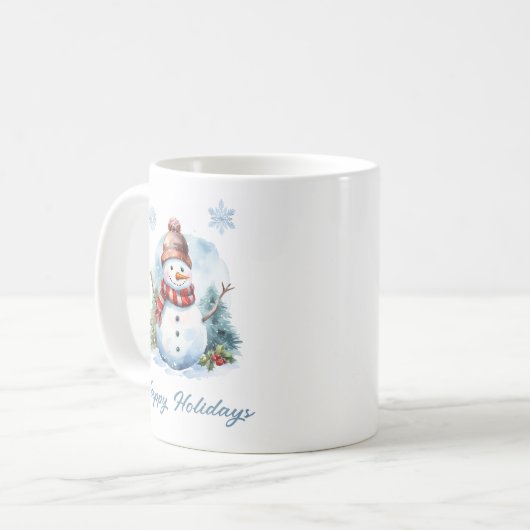 Snowflake Snowman Mug – Custom Winter Gift Kaffeetasse (Vorderseite Links)