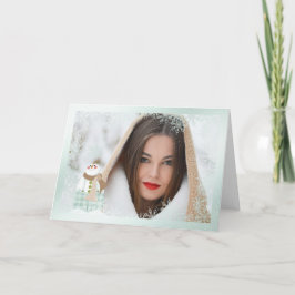 Snowflake Snowman Overlay Foto Weihnachtskarte Feiertagskarte