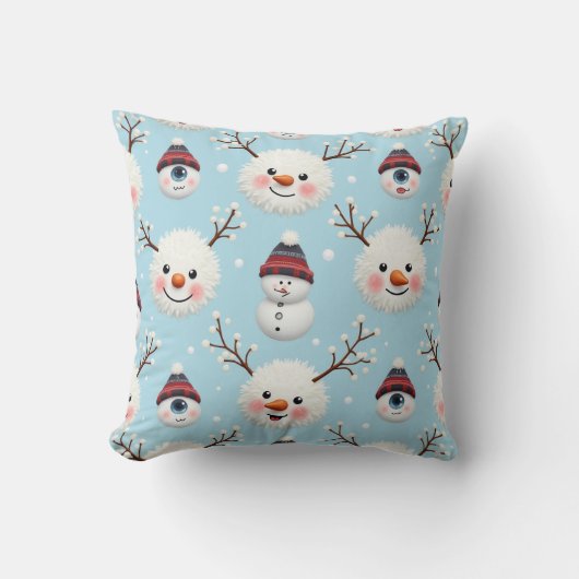 Snowflake Snowman Pillow Cushion Kissen (Vorderseite)