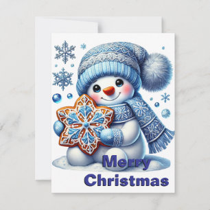 Snowflake Snowman Weihnachtskarte Feiertagskarte