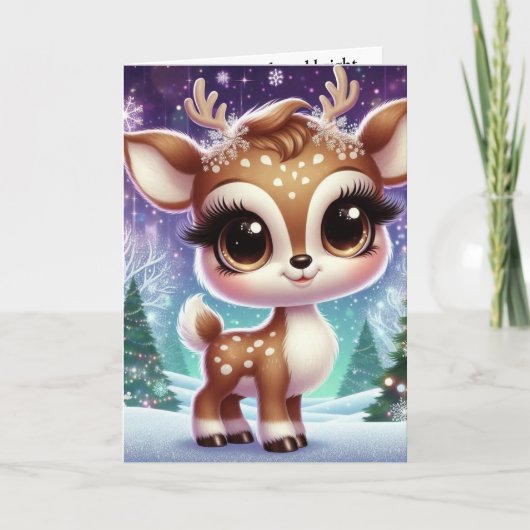Snowflake Sparkle Baby Reindeer Karte (Vorderseite)