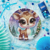 Snowflake Sparkle Baby Reindeer Pappteller (Party)