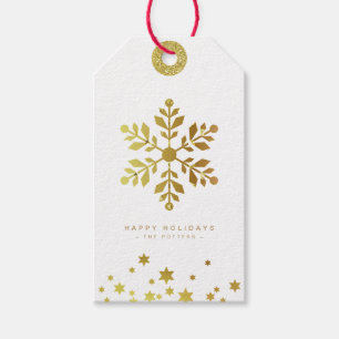 Snowflake Spaß Weihnachten White & Gold Mini Geschenkanhänger