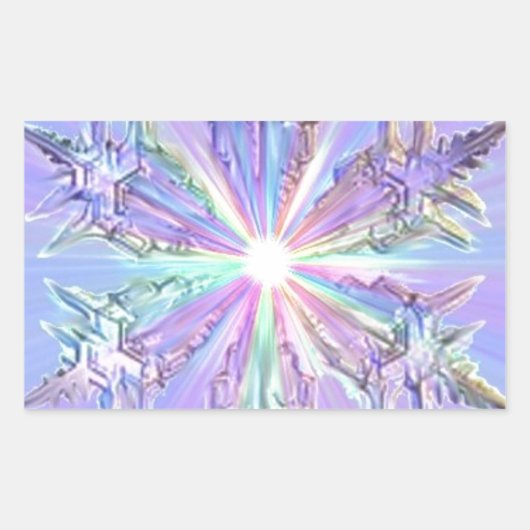 Snowflake Star Glitter Weihnachtskarte Rechteckiger Aufkleber (Vorderseite)