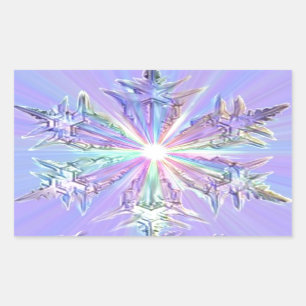 Snowflake Star Glitzer Weihnachtskarte Rechteckiger Aufkleber