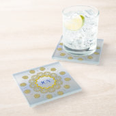 Snowflake Star Holiday Gold Silver Lacy Circle Glasuntersetzer (Schrägansicht)