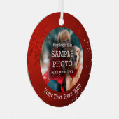 Snowflake Stars 2 Fotos Rot Personalisiert Ornament Aus Metall (Vorderseite Rechts)