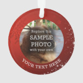 Snowflake Stars Foto Red Ornament (Rückseite)