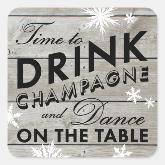 Snowflake Sticker Zeit, Champagner zu trinken (Vorderseite)