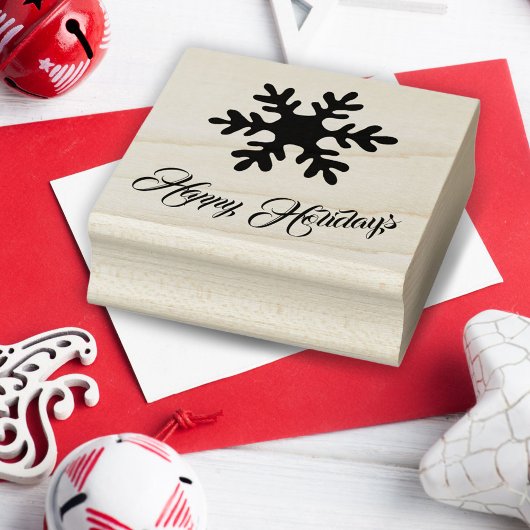 Snowflake Stilvolle Script Happy Holiday Gummistempel