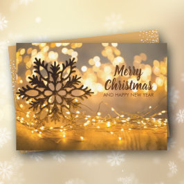 Snowflake Strand of Christmas Lights Feiertagskarte