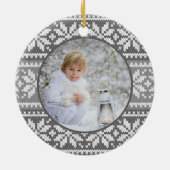 Snowflake Strick Sweater Monogram Name Foto Keramik Ornament (Hinten)