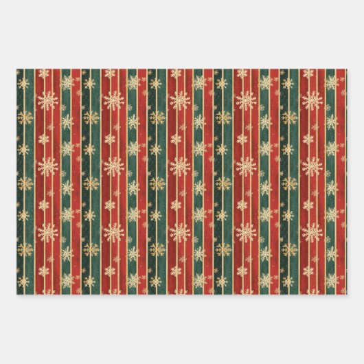 Snowflake Strip Weihnachtswrapping Paper Geschenkpapier Set (Vorderseite)