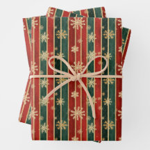 Snowflake Strip Weihnachtswrapping Paper