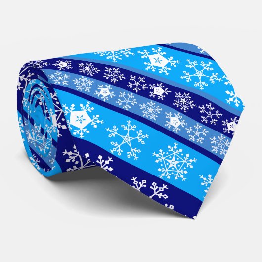 Snowflake Stripes Blue Krawatte (Gerollt)