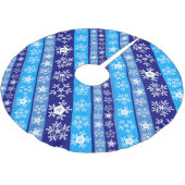 Snowflake Stripes Blue Polyester Weihnachtsbaumdecke (Schrägansicht)