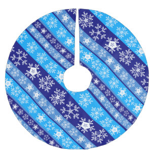 Snowflake Stripes Blue Polyester Weihnachtsbaumdecke