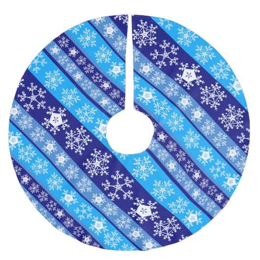 Snowflake Stripes Blue Polyester Weihnachtsbaumdecke (Vorderseite)