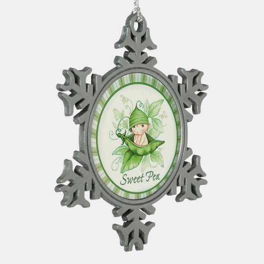 Snowflake Sweet Pea Framed Ornament (Links)