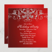 Snowflake Swirt Rote & Weiße Feier einladen Einladung (Vorne/Hinten)