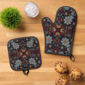 Snowflake Symphonie zu Weihnachten Ofenhandschuh & Topflappen-Set (Oben Unten)