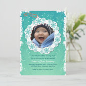 Snowflake Tag Foto Einladung (Stehend Vorderseite)