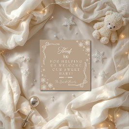 Snowflake Taupe Labor & Delivery NICU Hospital Dankeskarte