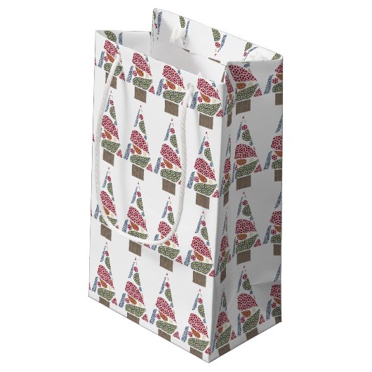 Snowflake Teardrope Tree Kleine Geschenktasche Geschenktüte (Rückseite Schrägansicht)